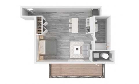 Floor plan for studio, 1 bath, 500 sqft